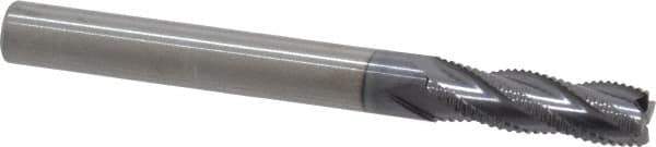 RobbJack - 1/4" Diam, Fine Pitch, 3/4" LOC, 4 Flute Solid Carbide Roughing Square End Mill - AlTiN Finish, 2-1/2" OAL, 1/4" Shank Diam, Single End, Centercutting, 30° Helix - USA Tool & Supply
