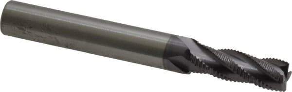 RobbJack - 9/32" Diam, Fine Pitch, 3/4" LOC, 4 Flute Solid Carbide Roughing Square End Mill - AlTiN Finish, 2-1/2" OAL, 5/16" Shank Diam, Single End, Centercutting, 30° Helix - USA Tool & Supply
