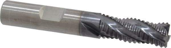 RobbJack - 3/8" Diam, Fine Pitch, 7/8" LOC, 4 Flute Solid Carbide Roughing Square End Mill - AlTiN Finish, 2-1/2" OAL, 3/8" Shank Diam, Single End, Centercutting, 30° Helix - USA Tool & Supply
