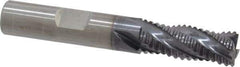 RobbJack - 3/8" Diam, Fine Pitch, 7/8" LOC, 4 Flute Solid Carbide Roughing Square End Mill - AlTiN Finish, 2-1/2" OAL, 3/8" Shank Diam, Single End, Centercutting, 30° Helix - USA Tool & Supply