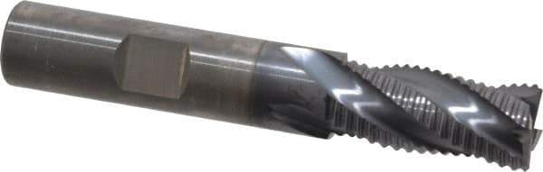 RobbJack - 1/2" Diam, Fine Pitch, 1" LOC, 4 Flute Solid Carbide Roughing Square End Mill - AlTiN Finish, 3" OAL, 1/2" Shank Diam, Single End, Centercutting, 30° Helix - USA Tool & Supply
