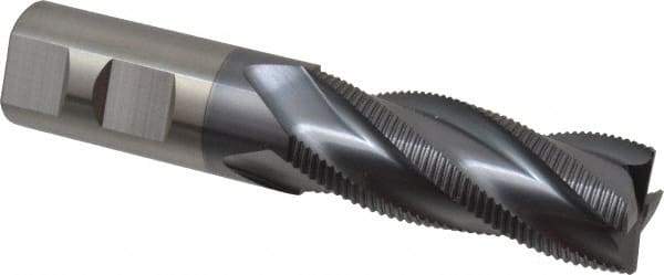 RobbJack - 1" Diam, Fine Pitch, 2-1/2" LOC, 4 Flute Solid Carbide Roughing Square End Mill - AlTiN Finish, 5" OAL, 1" Shank Diam, Single End, Centercutting, 30° Helix - USA Tool & Supply