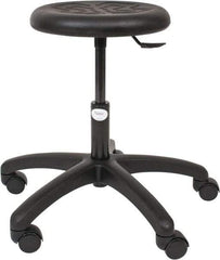Made in USA - 15-1/2 to 20-1/2" High Utility Stool - Polyurethane Seat, Black - USA Tool & Supply