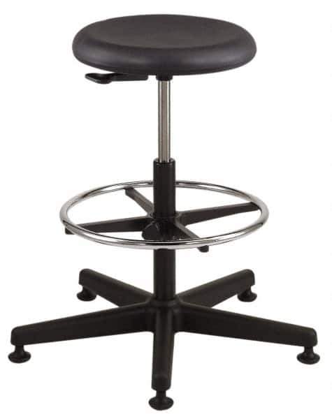 Bevco - 18-1/2 to 26" High Versa Backless Utility Stool with Black Nylon Base - Polyurethane Seat, Black, Mushroom Glides - USA Tool & Supply