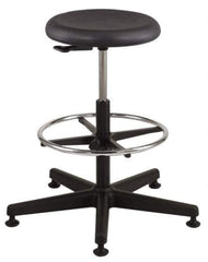 Bevco - 18-1/2 to 26" High Versa Backless Utility Stool with Black Nylon Base - Polyurethane Seat, Black, Mushroom Glides - USA Tool & Supply