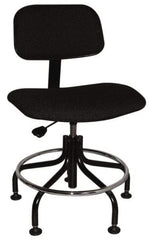 Bevco - Ergonomic Chair with Welded Footring - Cloth Seat, Black - USA Tool & Supply