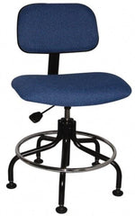 Bevco - Ergonomic Chair with Welded Footring - Cloth Seat, Royal Blue - USA Tool & Supply