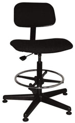 Bevco - Ergonomic Chair with Adjustable Footring - Cloth Seat, Black - USA Tool & Supply