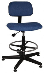 Bevco - Ergonomic Chair with Adjustable Footring - Cloth Seat, Royal Blue - USA Tool & Supply