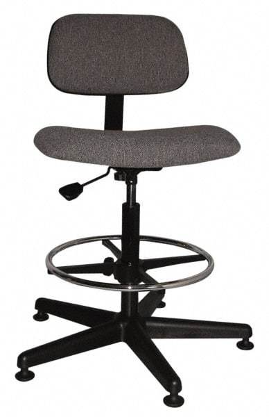 Bevco - Ergonomic Chair with Adjustable Footring - Cloth Seat, Gray - USA Tool & Supply