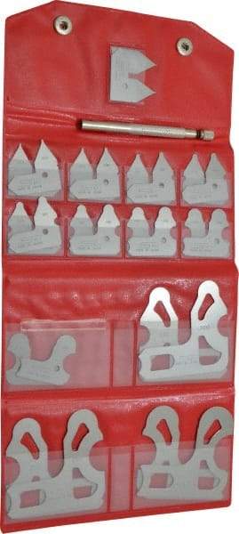 SPI - 26 Piece, 0.01 to 1/2 Inch Radius, Stainless Steel Radius Gage Set - Satin Chrome Coated - USA Tool & Supply