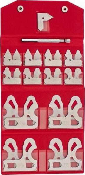 SPI - 25 Piece, 1/64 to 1/2 Inch Radius, Stainless Steel Radius Gage Set - Satin Chrome Coated - USA Tool & Supply