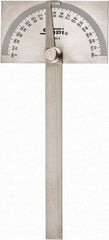SPI - 6 Inch Long Blade, 180° Max Measurement, 1° Dial Graduation, Rectangular Head Protractor - Accuracy Up to 30 Min, 0 to 90 to 0 Dial Range - USA Tool & Supply
