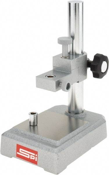 SPI - Rectangular Base, Comparator Gage Stand - 8-1/2" High, 5-3/4" Base Length x 4" Base Width x 1-1/2" Base Height, Includes Holder - USA Tool & Supply
