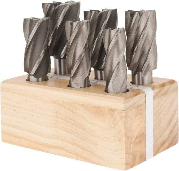 Interstate - 3/4 to 1-1/2", 4 Flute Square End Mill Set - Uncoated, High Speed Steel, Single End, 3/4" Shank Diam - USA Tool & Supply
