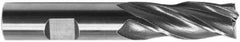 Interstate - 1-3/8", 2" LOC, 1" Shank Diam, 4-1/2" OAL, 6 Flute, High Speed Steel Square End Mill - Single End, Uncoated, Spiral Flute, 30° Helix, Right Hand Cut, Right Hand Flute - USA Tool & Supply