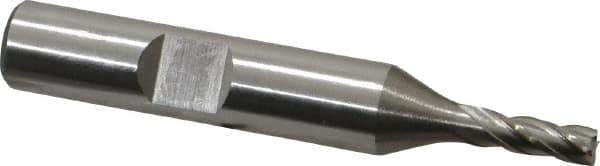 Interstate - 5/32", 7/16" LOC, 3/8" Shank Diam, 2-3/8" OAL, 4 Flute, High Speed Steel Square End Mill - Single End, Uncoated, Spiral Flute, 30° Helix, Right Hand Cut, Right Hand Flute - USA Tool & Supply