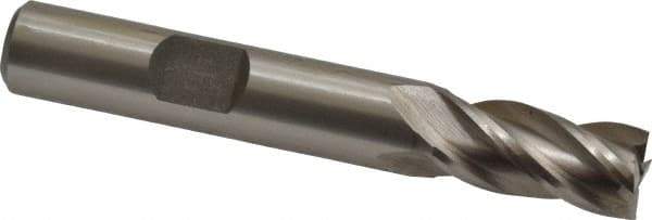 Interstate - 23/64", 3/4" LOC, 3/8" Shank Diam, 2-1/2" OAL, 4 Flute, High Speed Steel Square End Mill - Single End, Uncoated, Spiral Flute, 30° Helix, Right Hand Cut, Right Hand Flute - USA Tool & Supply