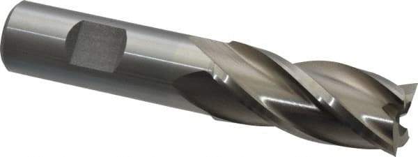 Interstate - 13/16", 1-7/8" LOC, 3/4" Shank Diam, 4-1/8" OAL, 4 Flute, High Speed Steel Square End Mill - Single End, Uncoated, Spiral Flute, 30° Helix, Right Hand Cut, Right Hand Flute - USA Tool & Supply