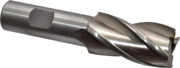 Interstate - 1", 1-7/8" LOC, 3/4" Shank Diam, 4-1/8" OAL, 4 Flute, High Speed Steel Square End Mill - Single End, Uncoated, Spiral Flute, 30° Helix, Right Hand Cut, Right Hand Flute - USA Tool & Supply