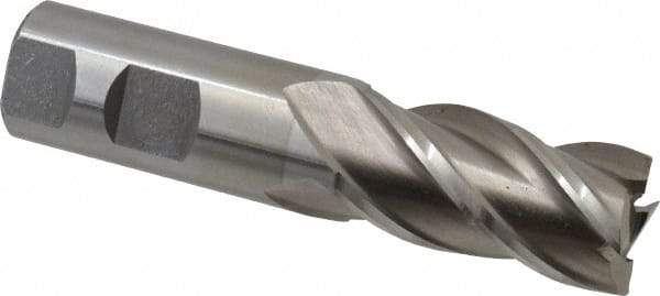Interstate - 1", 2" LOC, 1" Shank Diam, 4-1/2" OAL, 4 Flute, High Speed Steel Square End Mill - Single End, Uncoated, Spiral Flute, 30° Helix, Right Hand Cut, Right Hand Flute - USA Tool & Supply