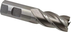 Interstate - 1", 2" LOC, 1" Shank Diam, 4-1/2" OAL, 4 Flute, High Speed Steel Square End Mill - Single End, Uncoated, Spiral Flute, 30° Helix, Right Hand Cut, Right Hand Flute - USA Tool & Supply