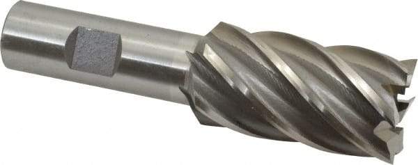 Interstate - 1-1/8", 2" LOC, 3/4" Shank Diam, 4-1/4" OAL, 6 Flute, High Speed Steel Square End Mill - Single End, Uncoated, Spiral Flute, 30° Helix, Right Hand Cut, Right Hand Flute - USA Tool & Supply