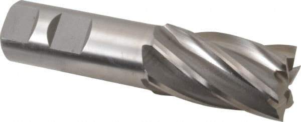 Interstate - 1-1/8", 2" LOC, 1" Shank Diam, 4-1/2" OAL, 6 Flute, High Speed Steel Square End Mill - Single End, Uncoated, Spiral Flute, 30° Helix, Right Hand Cut, Right Hand Flute - USA Tool & Supply