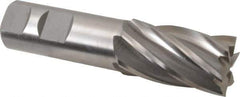 Interstate - 1-1/8", 2" LOC, 1" Shank Diam, 4-1/2" OAL, 6 Flute, High Speed Steel Square End Mill - Single End, Uncoated, Spiral Flute, 30° Helix, Right Hand Cut, Right Hand Flute - USA Tool & Supply