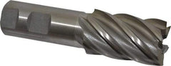 Interstate - 1-1/4", 2" LOC, 1" Shank Diam, 4-1/2" OAL, 6 Flute, High Speed Steel Square End Mill - Single End, Uncoated, Spiral Flute, 30° Helix, Right Hand Cut, Right Hand Flute - USA Tool & Supply