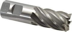 Interstate - 1-1/4", 2" LOC, 1-1/4" Shank Diam, 4-1/2" OAL, 6 Flute, High Speed Steel Square End Mill - Single End, Uncoated, Spiral Flute, 30° Helix, Right Hand Cut, Right Hand Flute - USA Tool & Supply