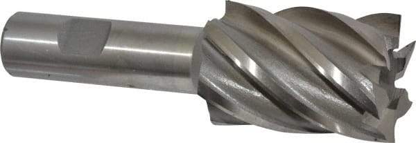 Interstate - 1-3/8", 2" LOC, 3/4" Shank Diam, 4-1/2" OAL, 6 Flute, High Speed Steel Square End Mill - Single End, Uncoated, Spiral Flute, 30° Helix, Right Hand Cut, Right Hand Flute - USA Tool & Supply