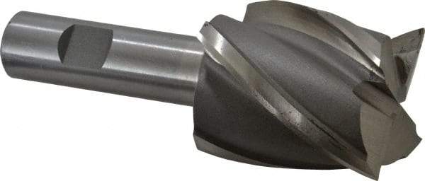 Interstate - 1-3/4", 2" LOC, 3/4" Shank Diam, 4-1/2" OAL, 4 Flute, High Speed Steel Square End Mill - Single End, Uncoated, Spiral Flute, 30° Helix, Right Hand Cut, Right Hand Flute - USA Tool & Supply
