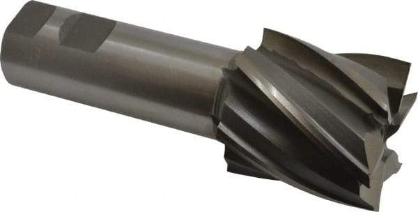 Interstate - 2", 2" LOC, 1-1/4" Shank Diam, 5-1/2" OAL, 6 Flute, High Speed Steel Square End Mill - Single End, Uncoated, Spiral Flute, 30° Helix, Right Hand Cut, Right Hand Flute - USA Tool & Supply