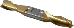 Interstate - 9/16", 1-1/8" LOC, 5/8" Shank Diam, 4-1/2" OAL, 2 Flute, High Speed Steel Square End Mill - Double End, TiN Finish, Spiral Flute, 30° Helix, Centercutting, Right Hand Cut, Right Hand Flute - USA Tool & Supply