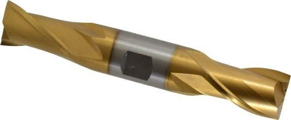 Interstate - 1", 1-5/8" LOC, 1" Shank Diam, 5-7/8" OAL, 2 Flute, High Speed Steel Square End Mill - Double End, TiN Finish, Spiral Flute, 30° Helix, Centercutting, Right Hand Cut, Right Hand Flute - USA Tool & Supply