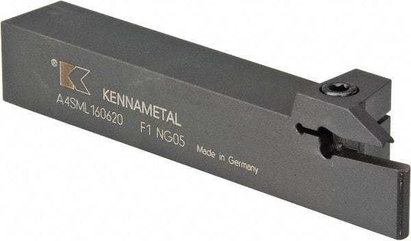 Kennametal - External Thread, 0.79" Max Depth of Cut, 6mm Min Groove Width, 6" OAL, Left Hand Indexable Grooving Cutoff Toolholder - 1" Shank Height x 1" Shank Width, A4..06.. Insert Style, A4SM Toolholder Style, Series A4 - USA Tool & Supply