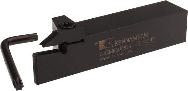 Kennametal - External Thread, 1.02" Max Depth of Cut, 8mm Min Groove Width, 6" OAL, Right Hand Indexable Grooving Cutoff Toolholder - 8 Seat Size, 1-1/4" Shank Height x 1-1/4" Shank Width, A4..08.. Insert Style, A4SM Toolholder Style, Series A4 - USA Tool & Supply