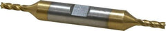 Interstate - 1/8", 3/8" LOC, 3/8" Shank Diam, 3-1/16" OAL, 4 Flute, High Speed Steel Square End Mill - Double End, TiN Finish, Spiral Flute, 30° Helix, Right Hand Cut, Right Hand Flute - USA Tool & Supply