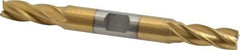 Interstate - 5/16", 3/4" LOC, 3/8" Shank Diam, 3-1/2" OAL, 4 Flute, High Speed Steel Square End Mill - Double End, TiN Finish, Spiral Flute, 30° Helix, Right Hand Cut, Right Hand Flute - USA Tool & Supply