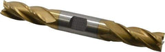 Interstate - 9/16", 1-3/8" LOC, 5/8" Shank Diam, 5" OAL, 4 Flute, High Speed Steel Square End Mill - Double End, TiN Finish, Spiral Flute, 30° Helix, Right Hand Cut, Right Hand Flute - USA Tool & Supply