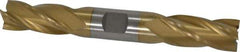 Interstate - 3/4", 1-5/8" LOC, 3/4" Shank Diam, 5-5/8" OAL, 4 Flute, High Speed Steel Square End Mill - Double End, TiN Finish, Spiral Flute, 30° Helix, Right Hand Cut, Right Hand Flute - USA Tool & Supply