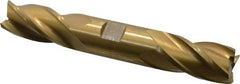 Interstate - 1", 1-7/8" LOC, 1" Shank Diam, 6-3/8" OAL, 4 Flute, High Speed Steel Square End Mill - Double End, TiN Finish, Spiral Flute, 30° Helix, Right Hand Cut, Right Hand Flute - USA Tool & Supply