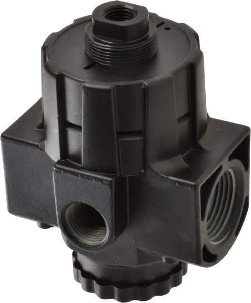 Norgren - 1 NPT Port, Zinc Hi-Flow Pilot Operated Regulator - 10 to 300 psi Range, 300 Max psi Supply Pressure, 1/2" Gauge Port Thread, 2.7" Wide x 5.2" High - USA Tool & Supply