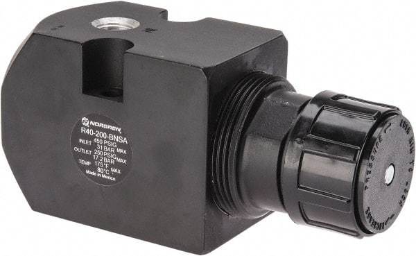 Norgren - 1/4 NPT Port, 6.4 CFM, Aluminum Remote Pilot Regulator - 10 to 250 psi Range, 450 Max psi Supply Pressure, 2.47" Wide x 5.24" High - USA Tool & Supply
