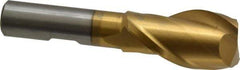 Interstate - 13/16", 1-1/2" LOC, 1/2" Shank Diam, 3-5/16" OAL, 2 Flute, High Speed Steel Square End Mill - Single End, TiN Finish, Spiral Flute, 30° Helix, Centercutting, Right Hand Cut, Right Hand Flute - USA Tool & Supply