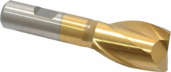 Interstate - 1", 1-1/2" LOC, 5/8" Shank Diam, 3-5/8" OAL, 2 Flute, High Speed Steel Square End Mill - Single End, TiN Finish, Spiral Flute, 30° Helix, Centercutting, Right Hand Cut, Right Hand Flute - USA Tool & Supply