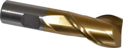 Interstate - 1", 1-1/2" LOC, 3/4" Shank Diam, 3-3/4" OAL, 2 Flute, High Speed Steel Square End Mill - Single End, TiN Finish, Spiral Flute, 30° Helix, Centercutting, Right Hand Cut, Right Hand Flute - USA Tool & Supply