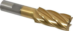 Interstate - 7/8", 1-7/8" LOC, 5/8" Shank Diam, 4" OAL, 6 Flute, High Speed Steel Square End Mill - Single End, TiN Finish, Spiral Flute, 30° Helix, Right Hand Cut, Right Hand Flute - USA Tool & Supply