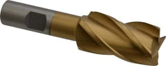 Interstate - 1", 1-7/8" LOC, 5/8" Shank Diam, 4" OAL, 4 Flute, High Speed Steel Square End Mill - Single End, TiN Finish, Spiral Flute, 30° Helix, Right Hand Cut, Right Hand Flute - USA Tool & Supply